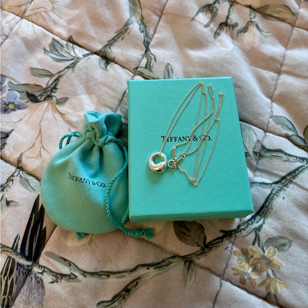 Tiffany & Co. Sterling Silver Elsa Peretti Eternal Circle Pendant Necklace 24"